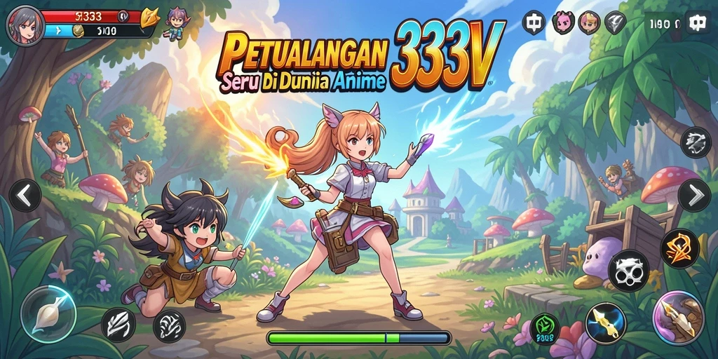 Screenshot gameplay dari 333V yang menampilkan pertarungan seru dan karakter Anime.