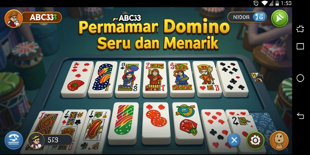 Tampilan screenshot permainan Domino ABC33 yang penuh warna.