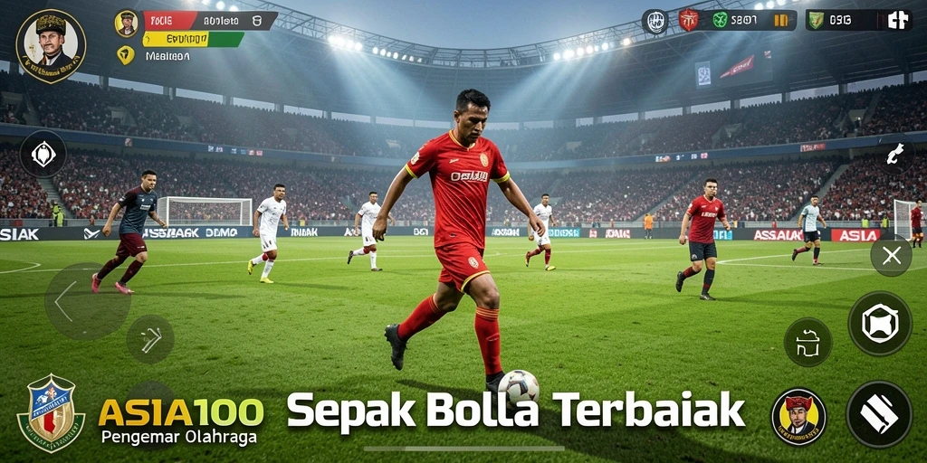 Tangkapan layar ASIA100 menampilkan pertandingan sepak bola yang mendebarkan.
