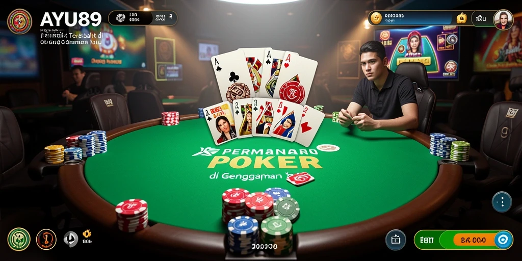 Screenshot AYU89 menampilkan suasana permainan poker yang seru.