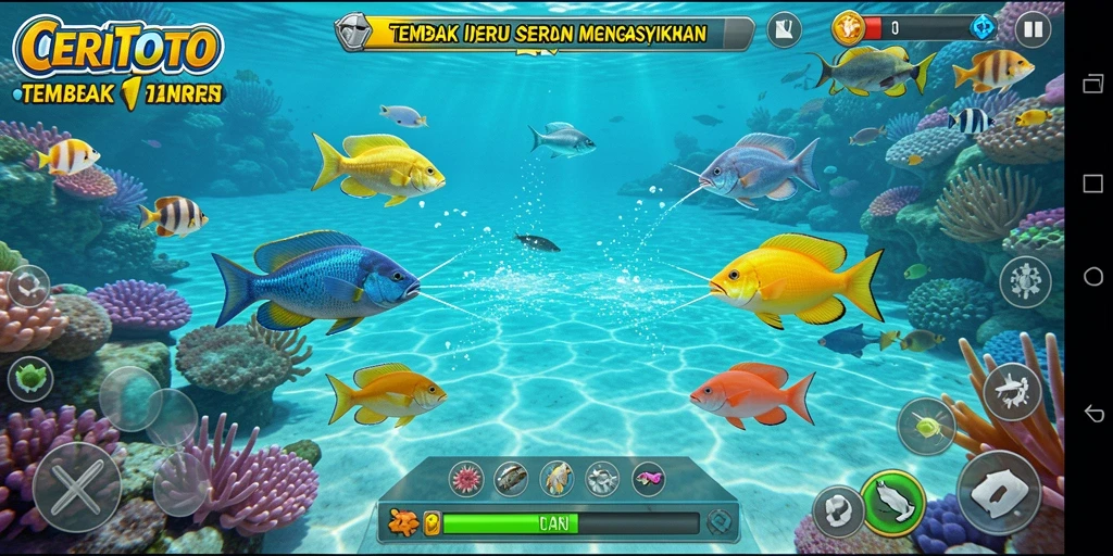 Tampilan gameplay seru Tembak Ikan di CERITOTO.