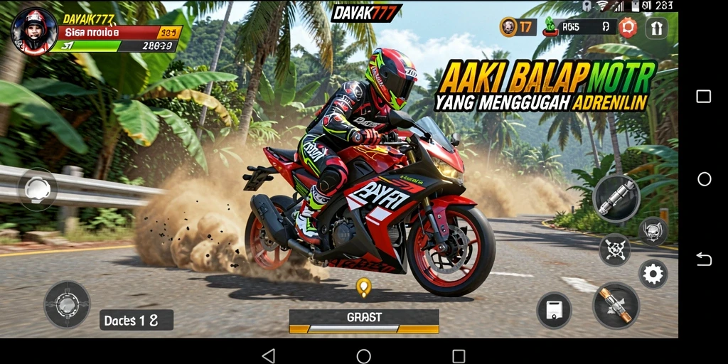 Gameplay seru balap motor di DAYAK777 yang mendebarkan