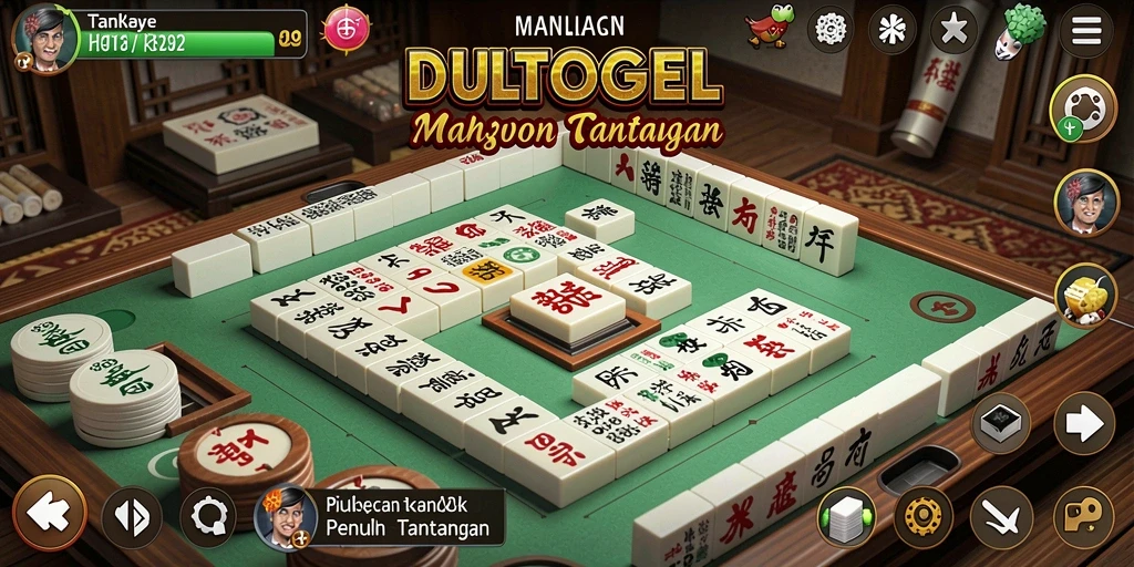 Tampilan gameplay menantang di DULTOGEL dengan desain Mahjong yang menarik.