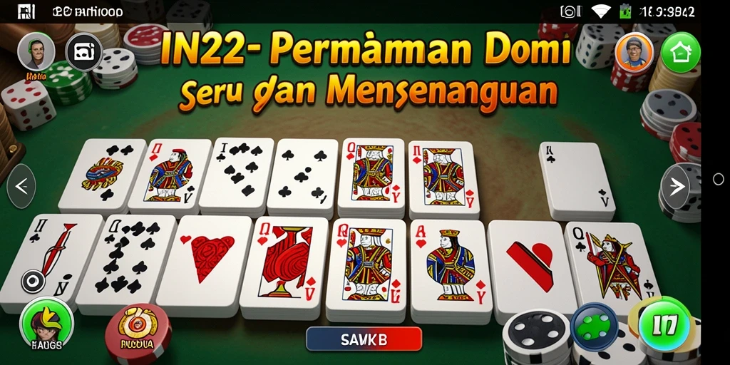 Tampilan screenshot utama IN22 dengan gameplay Domino yang seru.
