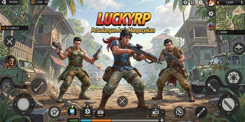 Tangkapan layar LUCKYRP menampilkan aksi mendebarkan dalam pertempuran yang intens.
