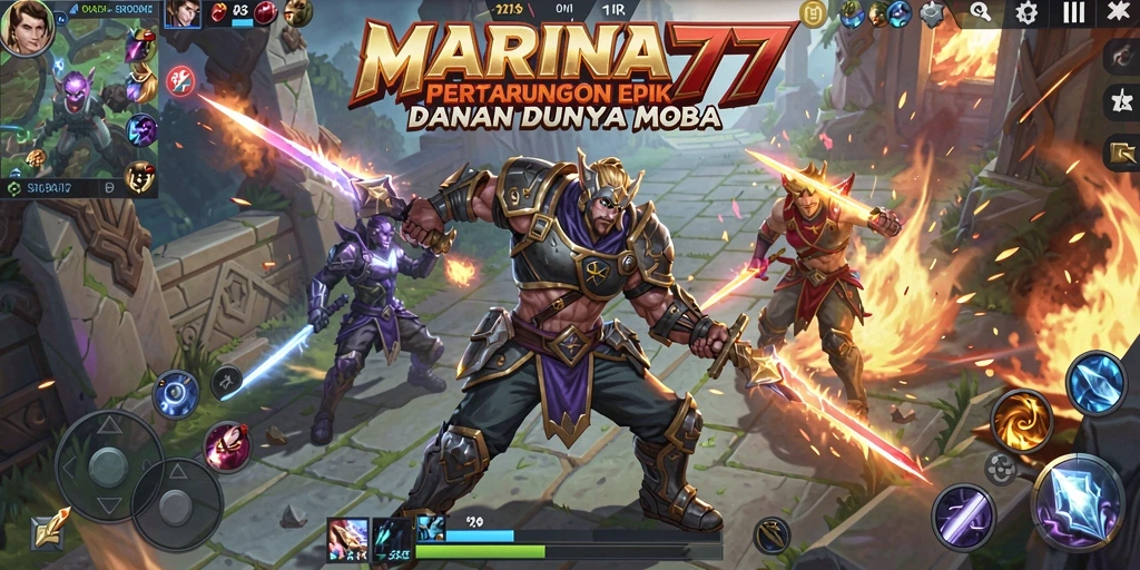 Screenshot gameplay MARINA77 yang menampilkan pertarungan epik antar karakter.