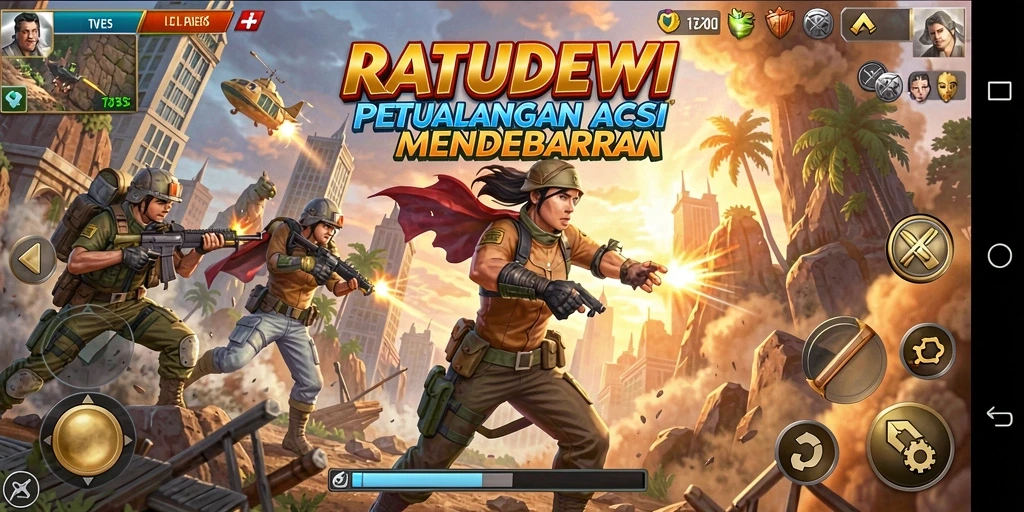 Screenshot utama menunjukkan aksi mendebarkan dalam RATUDEWI.