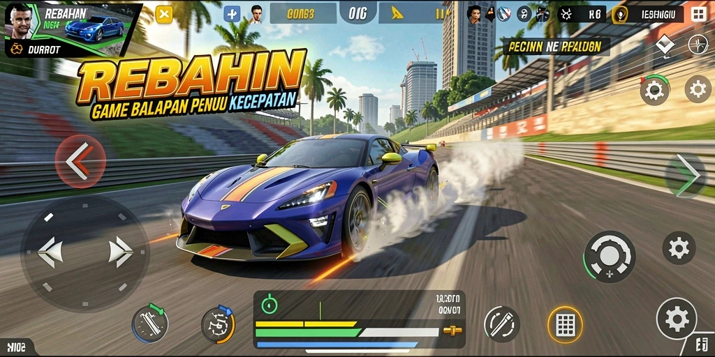 Gameplay balapan yang mendebarkan dalam REBAHIN.