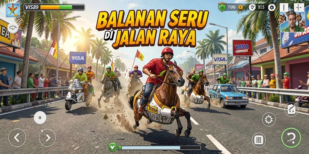 Screenshot gameplay <strong>VISA89</strong> menampilkan aksi balapan yang cepat dan mendebarkan.